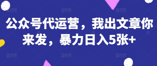 公众号代运营,我出文章你来发,暴力日入5张+【揭秘】-青年云网创—高质量项目商城