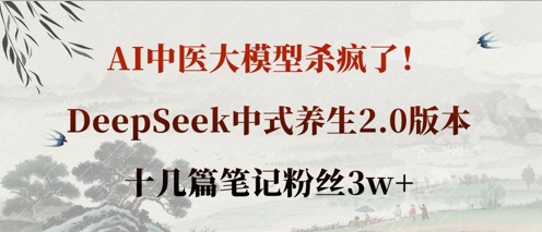 AI中医大模型杀疯了!DeepSeek中式养生2.0版本,十几篇笔记粉丝3w+-青年云网创—高质量项目商城