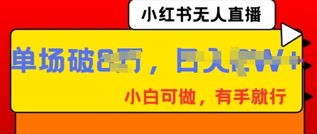 小红书无人直播,纯小白可做,有手就行,单场直播销售额破8w-青年云网创—高质量项目商城
