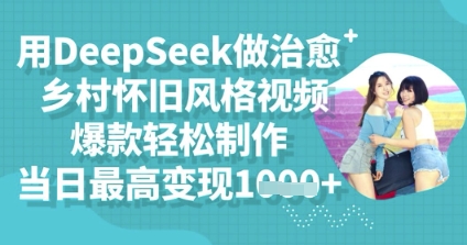 用DeepSeek做治愈乡村怀旧风格视频，爆款轻松制作，当日最高变现多张-青年云网创—高质量项目商城